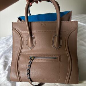 Celine Phantom Bag in Taupe with blue inside